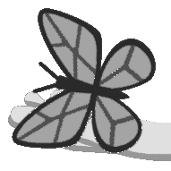 greyscale butterfly on upward palm