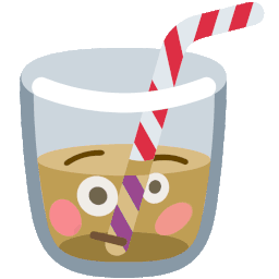 flushed face floating around in a cup with straw