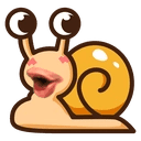 cartoon snail with pog mouth