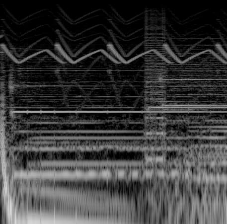 said spectrogram snip, with a faint paper crane shape toward the middle